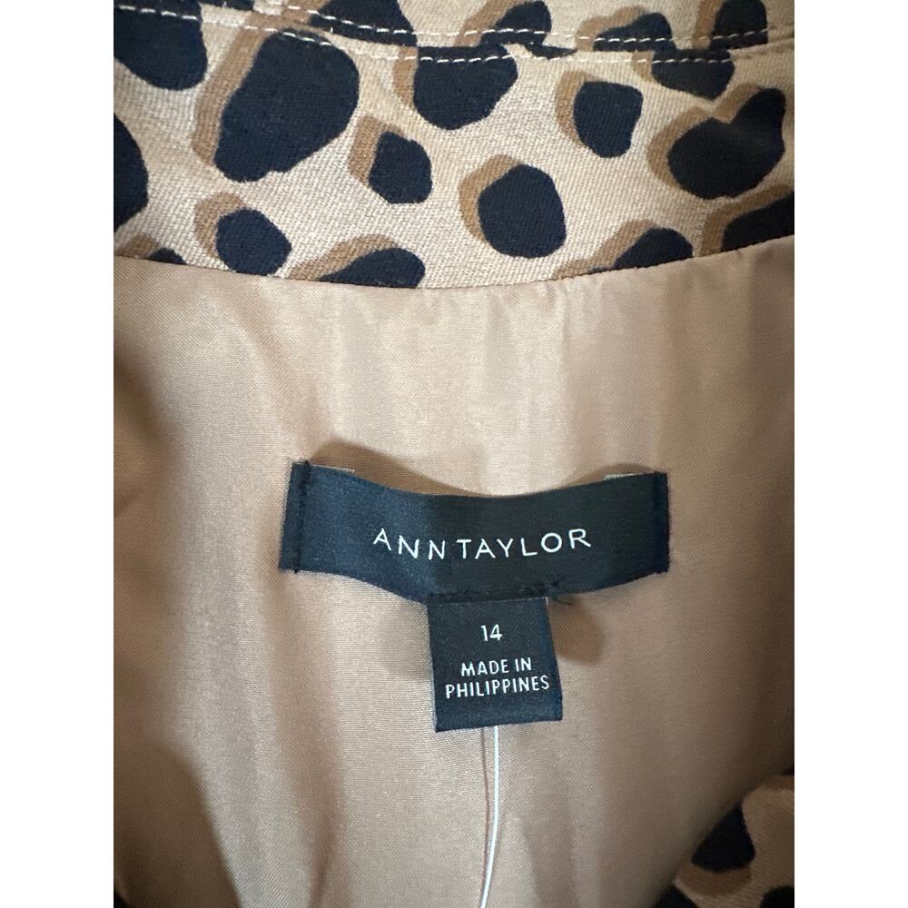 Ann Taylor Leopard Print Belted Jacket NWT Size 14 Tan Black Animal Print - Picture 9 of 14